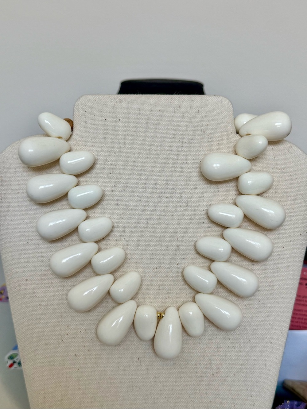 Cream Teardrop Statement Necklace - Women's Jewelry